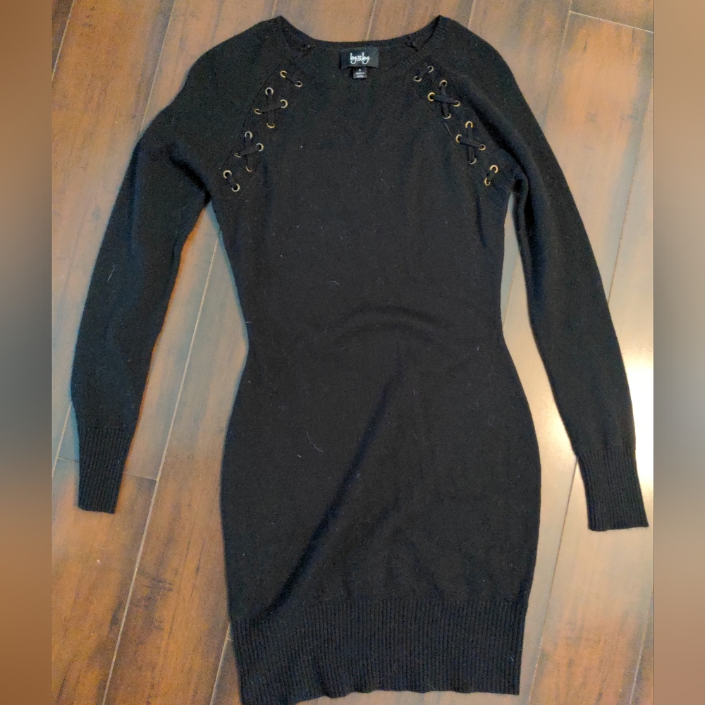 Black long sleeve sweater dress